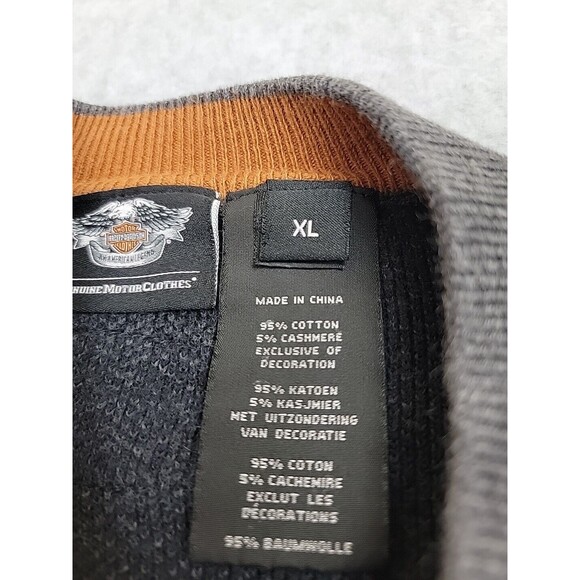 Harley Davidson Thermal Shirt Mens XL Gray Spellout Embroidered Cotton Cashmere - Picture 4 of 16